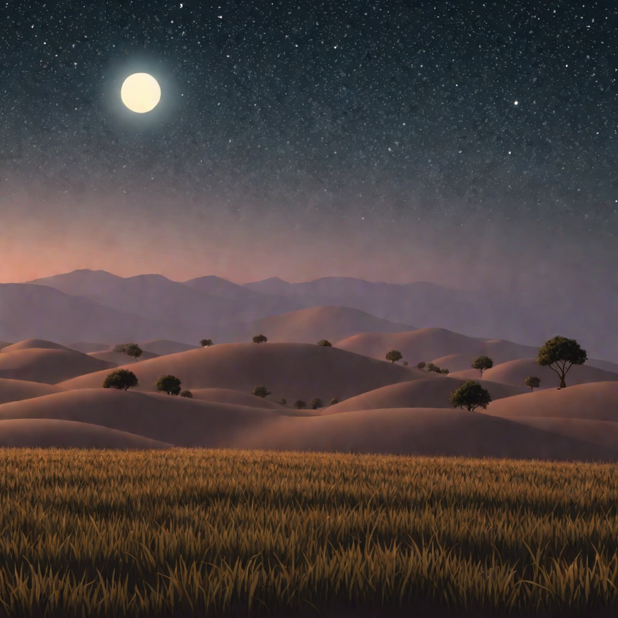 Low-poly moonlit hills