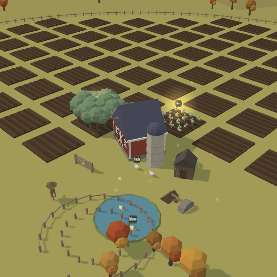 The farm in autumn, trees turned orange